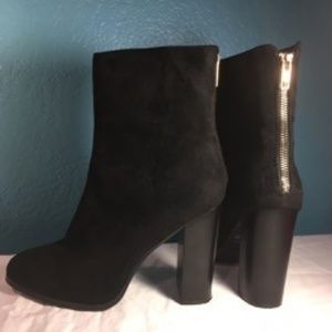 Black Suede Ankle High Heel Boots